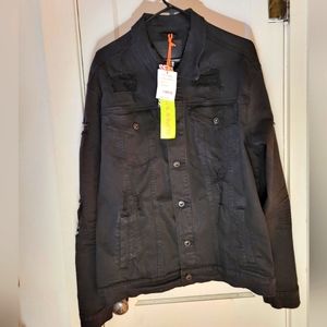 NWT jet black rip n repaired smoke rise jet black denim jacket size XL brand new